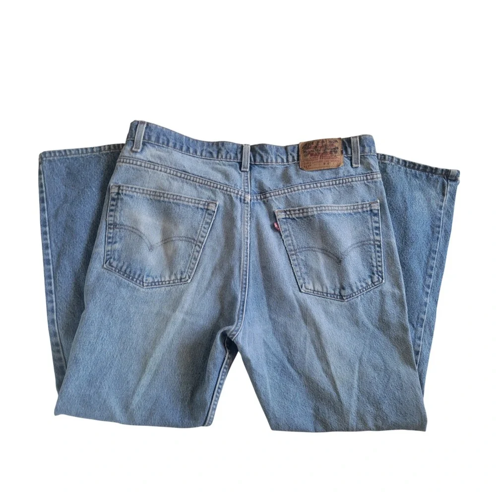 Vintage 80s Levis 517 Bootcut Jeans USA Made Distressed 40x30 Med Wash Denim Men